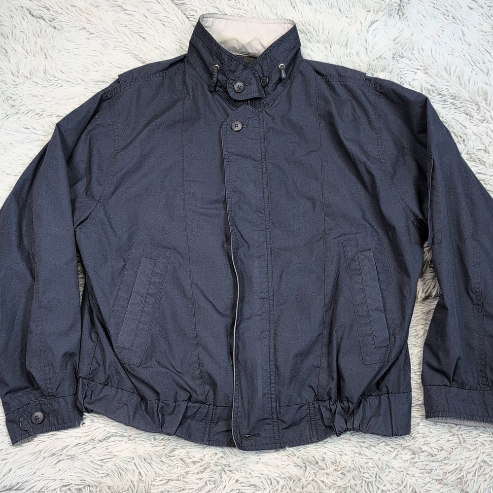 Vintage London Fog Jacket Mens Blue L Pockets Sport Zip Up Comfort Casual